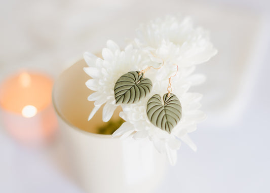 Monstera Clay Earrings