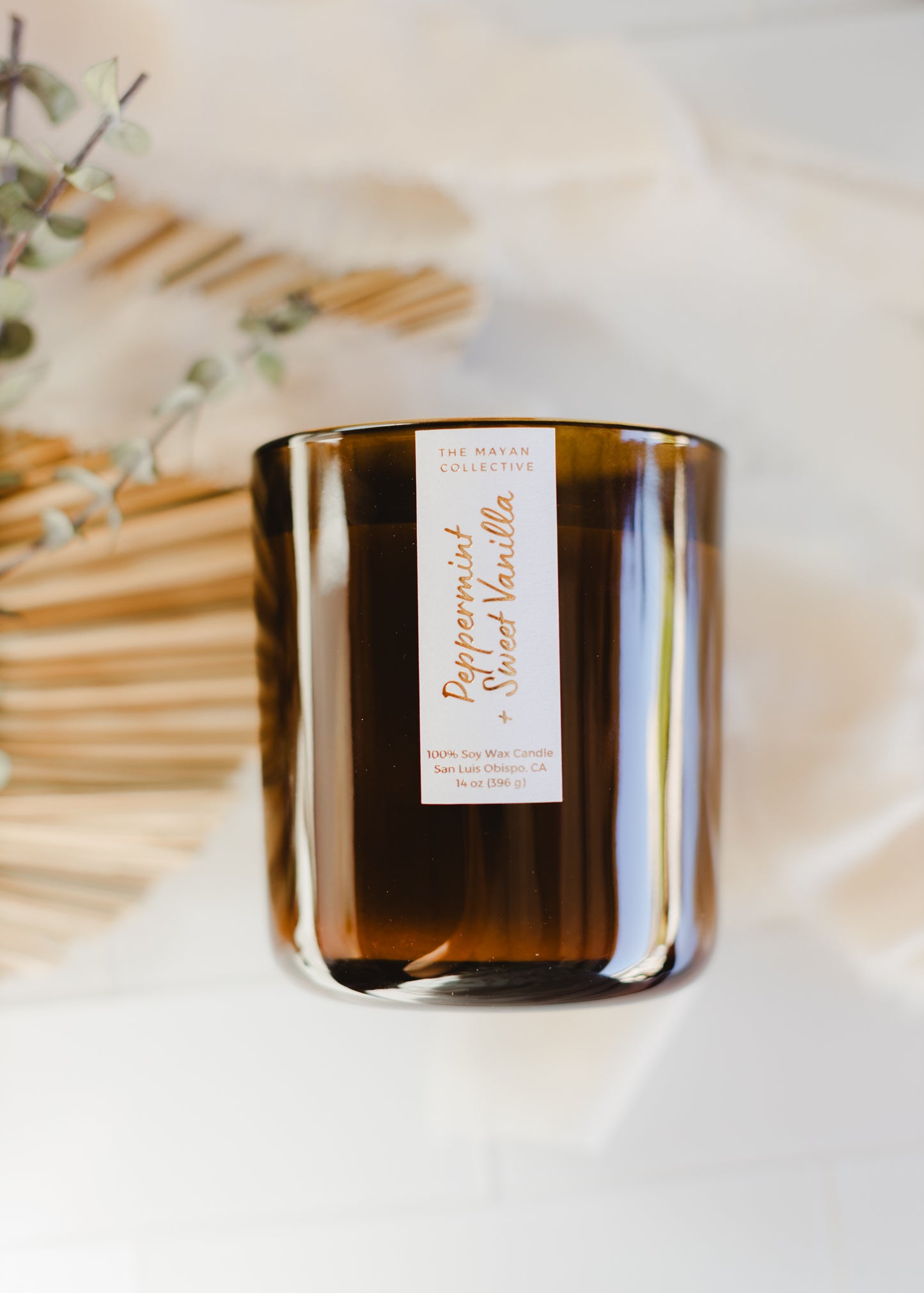 Peppermint + Sweet Vanilla Soy Wax Candle 14 oz